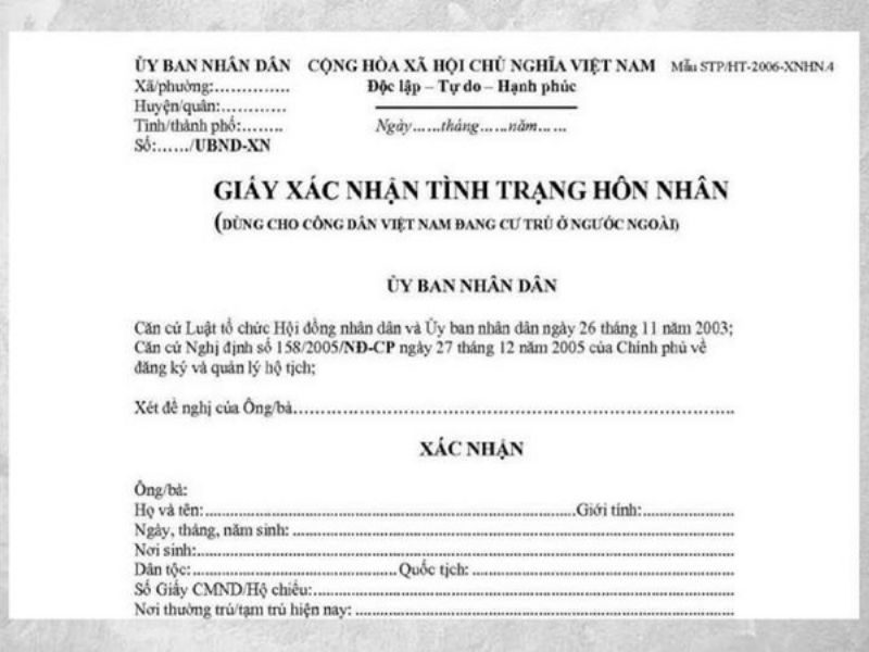 Các giấy tờ cần chuẩn bị để xin xác nhận độc thân online 