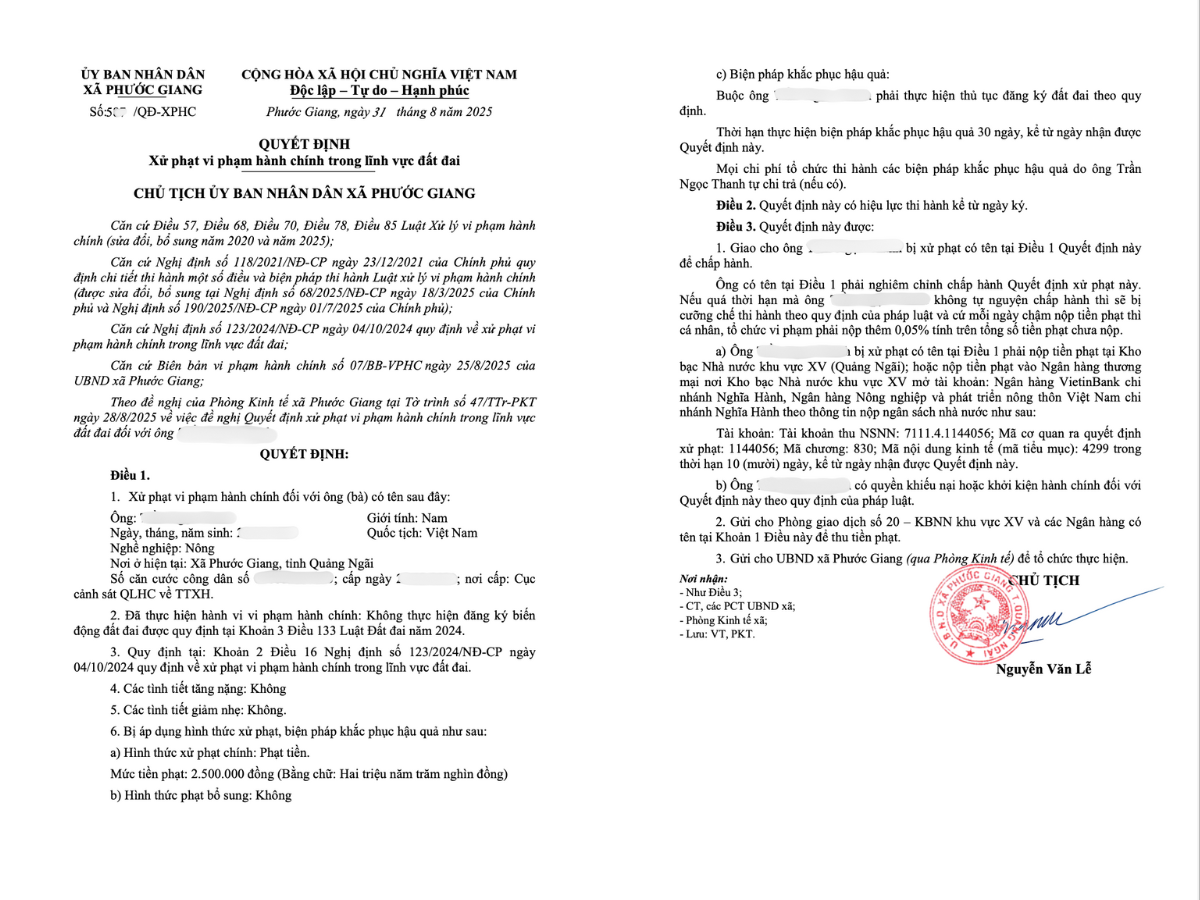 Chậm sang tên sổ đỏ bị phạt bao nhiêu