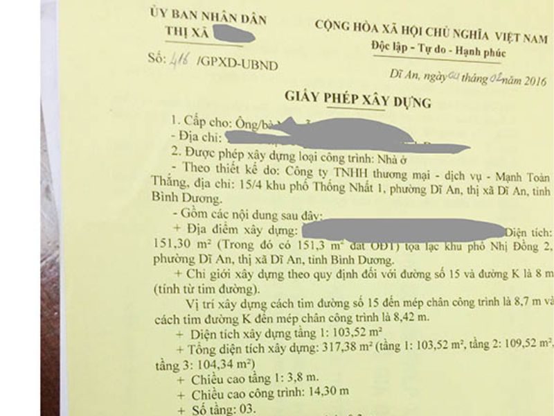 Đơn xin cấp phép xây dựng nhà ở