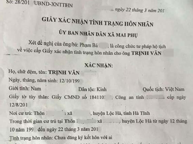 Hồ sơ cần chuẩn bị để xin giấy xác nhận độc thân