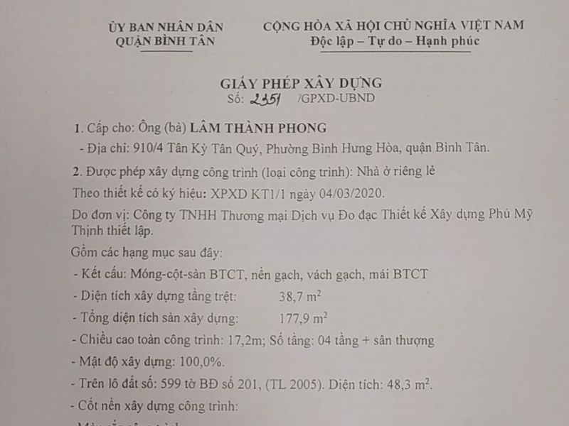 Mẫu xin cấp phép xây dựng nhà ở