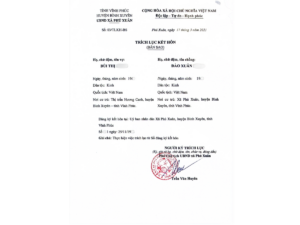 Trích lục kết hôn bản sao