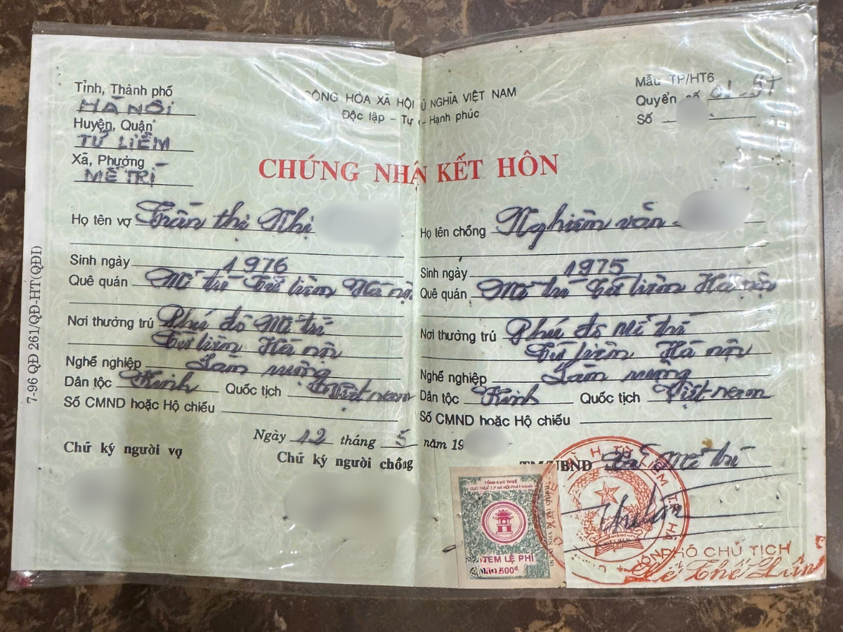 Mẫu giấy chứng nhận kết hôn thực tế