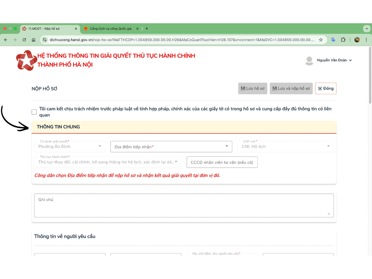 Khai báo thông tin cải chính đăng ký kết hôn online