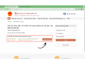 Cải chính đăng ký kết hôn online trên dịch vụ công quốc gia
