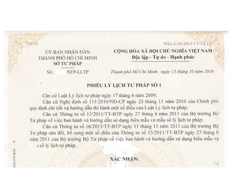 Cách xin lý lịch tư pháp số 1 online 