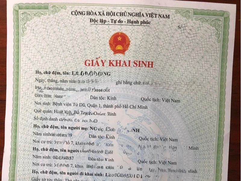 Xin trích lục giấy khai sinh online