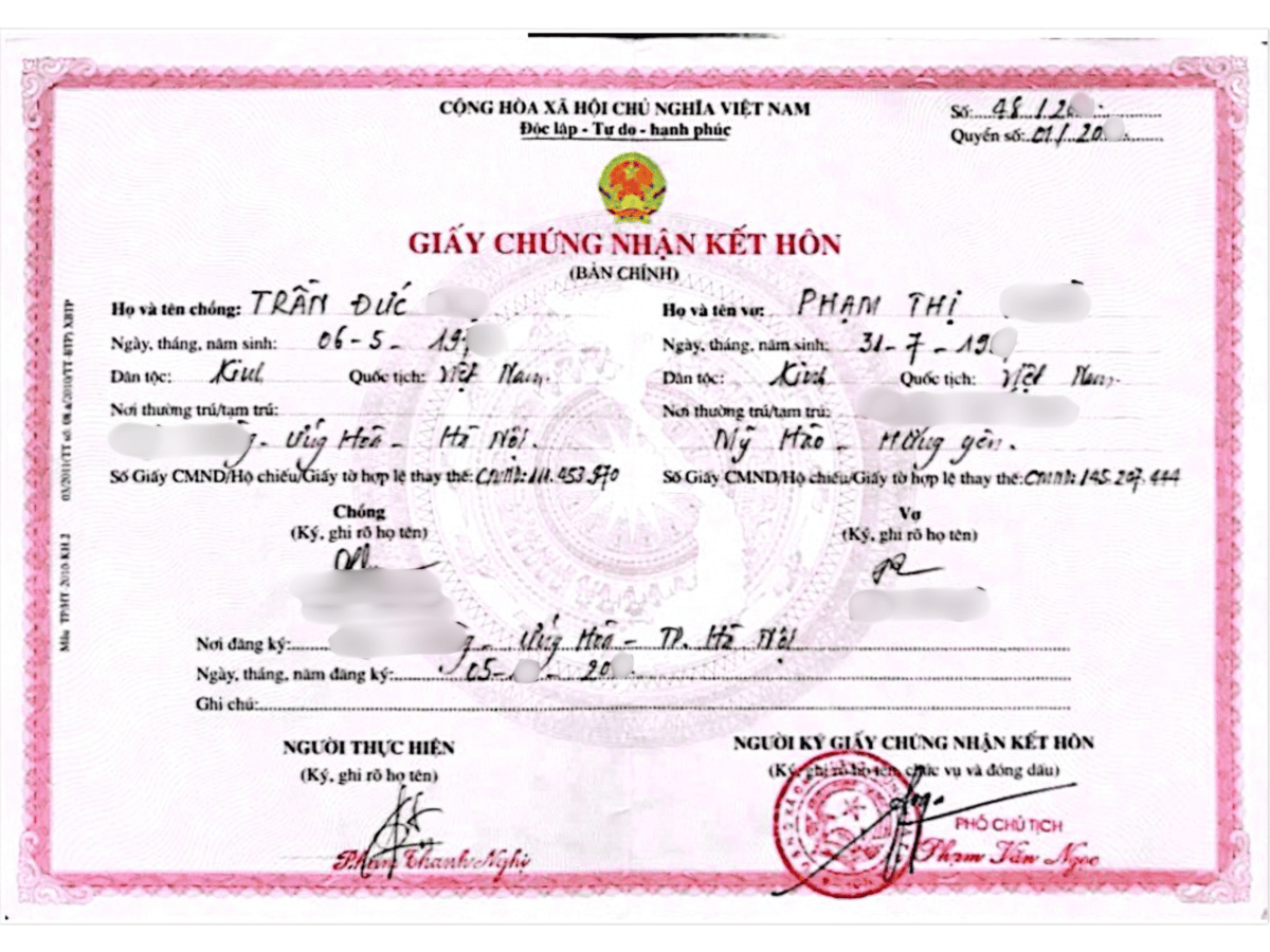 Xin trích lục kết hôn cần những giấy tờ gì?
