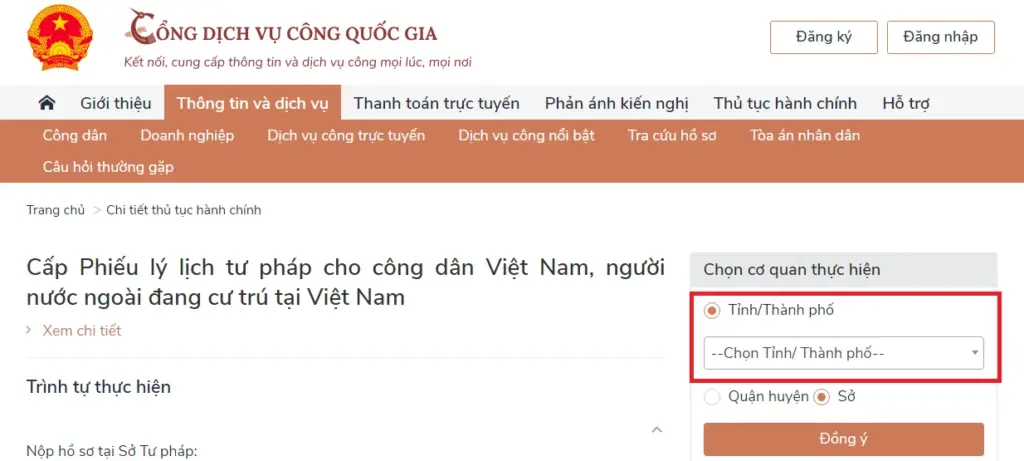 Cách thanh toán phí lý lịch tư pháp trực tuyến
