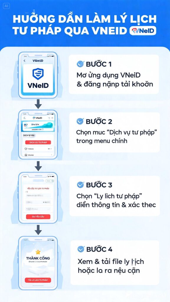 Hướng dẫn chi tiết 6 bước làm lý lịch tư pháp trên VNeID