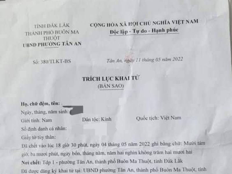 Trích lục khai tử là gì?