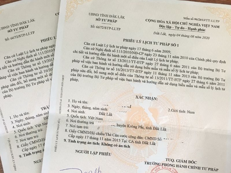Thời gian cấp phiếu lý lịch tư pháp số 1 bao lâu?